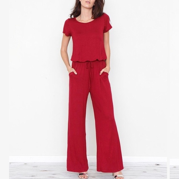 Egs by Eloges Pants - EGS BY ELOGES Burgundy Jumpsuit Small